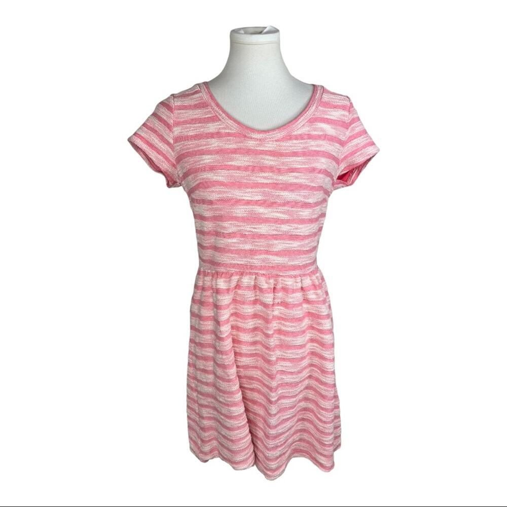 Maison Jules pink striped textured fit and flare dress Size M
